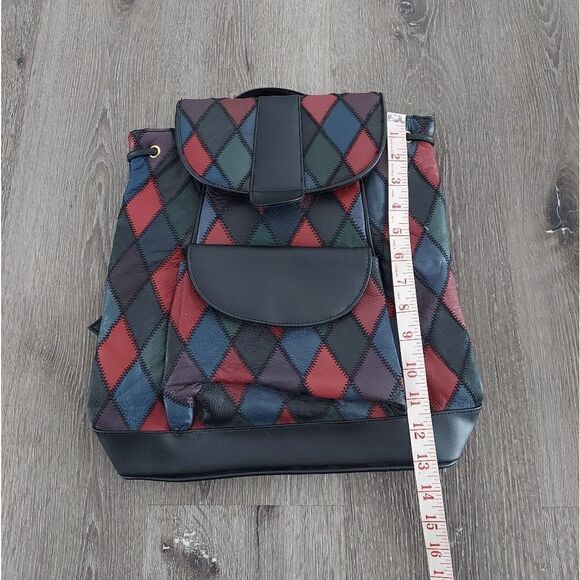 80s Vintage La Covina Genuine Leather Multi-color Patchwork Backpack main image 7